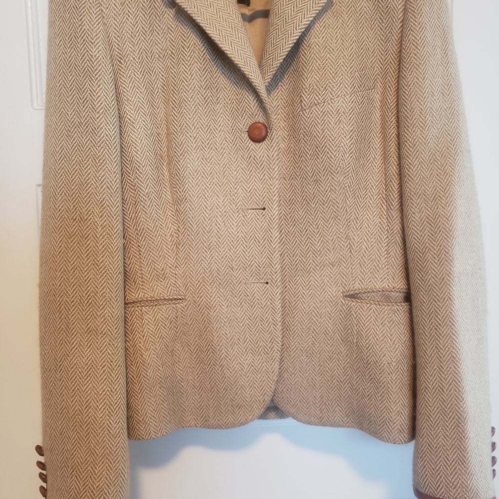 Ralph Lauren Tan Herringbone Blazer